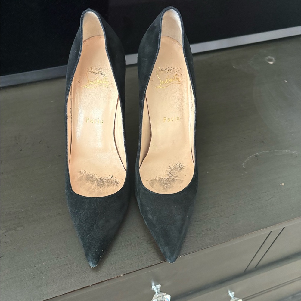 Christian Louboutin Black Suede Pointed Toe Pumps